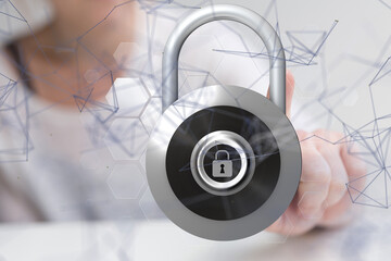 abstract lines with dots over dark background.