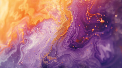 a fluid watercolor painting with an ethereal atmosphere, using a purple-orange-ochre color scheme with hints of gold.