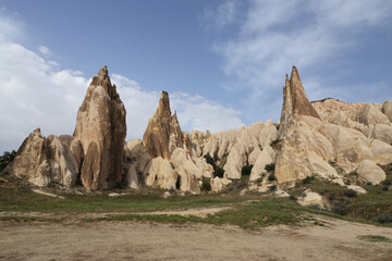 Rock formations in the Rose Valley in Cappadocia, Turkey