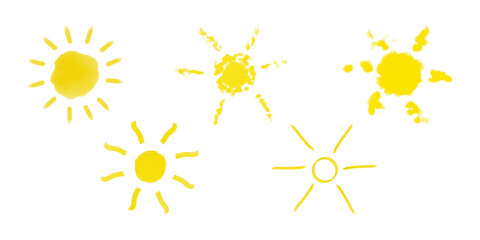 yellow draw sun watercolor icon