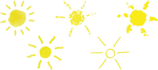 yellow draw sun watercolor icon