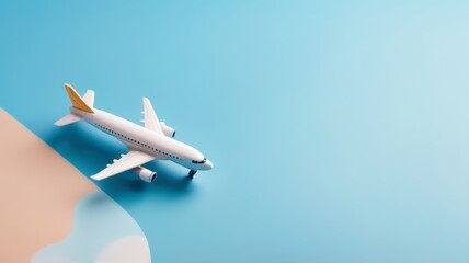 3d render of a plane on color background suitable for travel banner. 