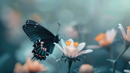 A butterfly delicately balanced on a flower, illustrating the serene beauty of nature