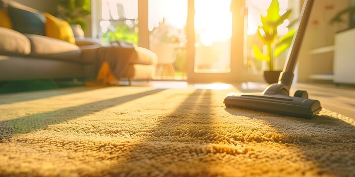 Tips for vacuuming carpets and floors in the living room for maintenance. Concept Vacuuming Technique, Cleaning Schedule, High-Traffic Areas, Proper Equipment, Removing Stains