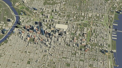 3D illustration of city and urban in Philadelphia USA