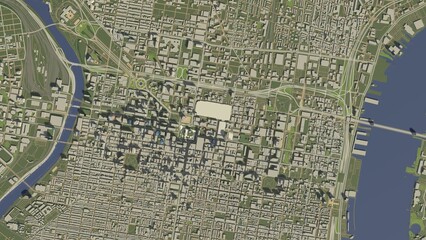 3D illustration of city and urban in Philadelphia USA