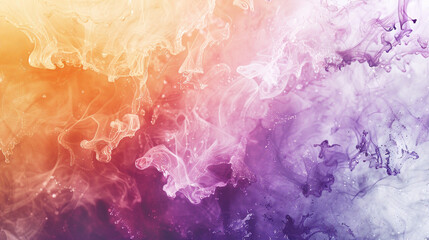 Fototapeta premium an ethereal watercolor with purple, orange, and ochre shades, transitioning to gold and fading into a light background