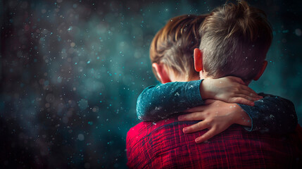 An African American man in a bright shirt hugs a girl, both are smiling.
Concept:
Family relationships, love and care, happy moments, grandfather and granddaughter.