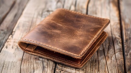 Blank Label Wallet: A leather wallet with no label on a wooden surface.