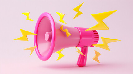 a pink megaphone with lightning bolts coming out of it