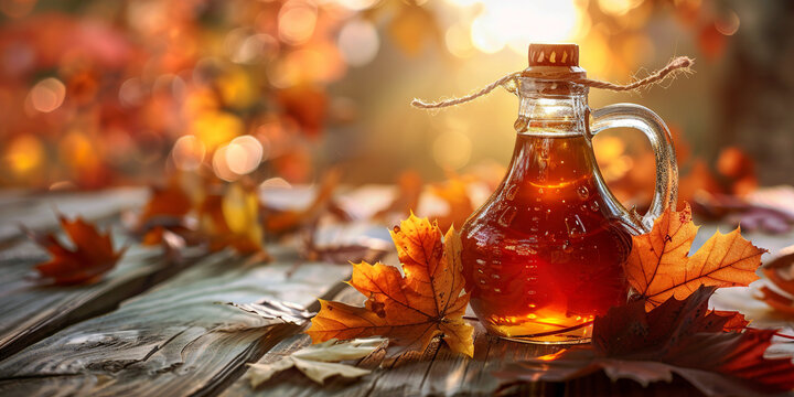 Maple syrup on the table