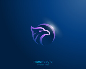 Abstract creative colorful eagle moon logo