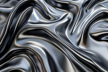 Luxurious liquid metal texture with reflective silver waves