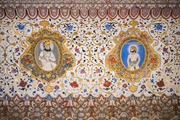 Indian Murals at Mehrangarh Fort, Blue City Jodhpur, Rajasthan, India