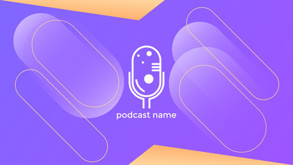 PODCAST GRADIENT PURPLE  BACKGROUND COLORFUL WITH GEOMETRIC SHAPES ORANGE COLOR SIMPLE TEMPLATE DESIGN VECTOR. GOOD FOR COVER DESIGN, BANNER, WEB,SOCIAL MEDIA