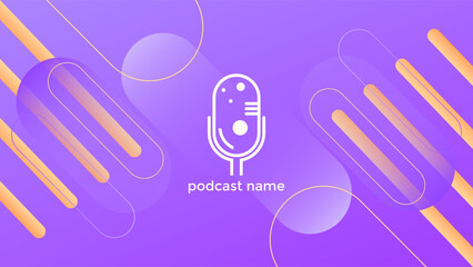 PODCAST GRADIENT PURPLE  BACKGROUND COLORFUL WITH GEOMETRIC SHAPES ORANGE COLOR SIMPLE TEMPLATE DESIGN VECTOR. GOOD FOR COVER DESIGN, BANNER, WEB,SOCIAL MEDIA