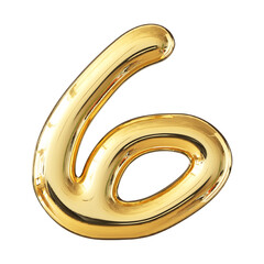 Gold 3D Number 6
