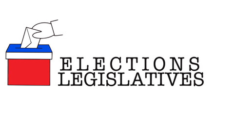 Vector text Elections legislative with voting box icon 