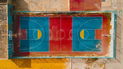 Basketball court on the top view