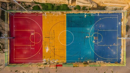 Basketball court on the top view