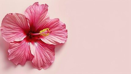 Close-up of pink hibiscus flower on pastel background