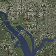 3D illustration of city and urban in Washington DC USA