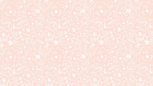 Rotating floral delicate background. Pattern of small flowers, soft pink tones. Looping animation.