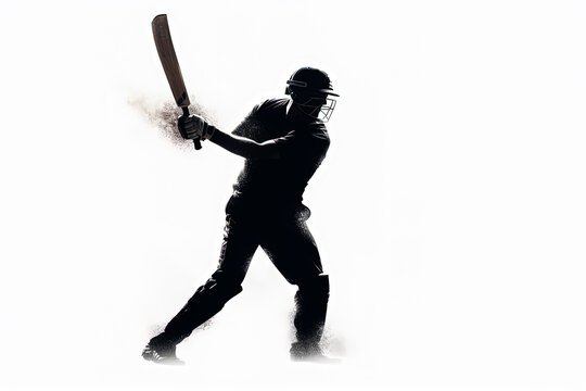 recommend clip art: A man in a black shirt and hat is running with a bat. The image is in black and white and has a moody, dramatic feel to it