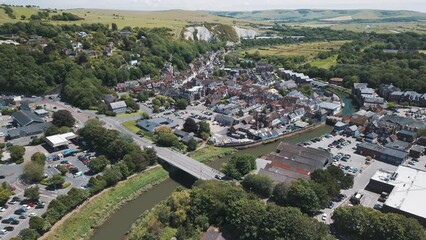 Aerial view of the town of Lewes, UK