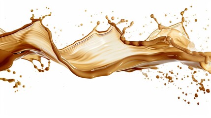 A splash of chocolate milk on a white background.