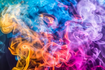 Vivid multicolored smoke swirls on dark background