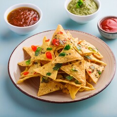 Spicy snack nachos with chutney