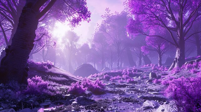 An exoplanets purple forests are filled 