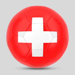 football ball with the national flag of Switzerland and soccer team on the white background