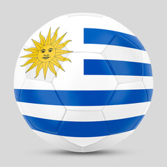 football ball with the national flag of Uruguay and soccer team on the white background
