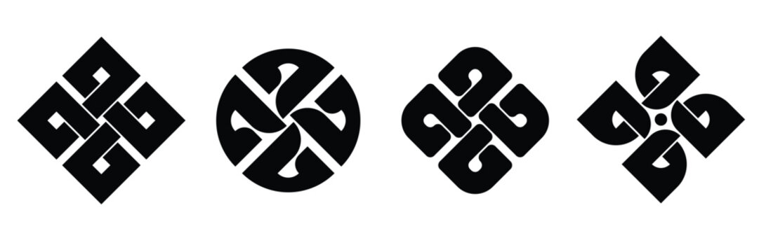 set of black and white Celtic knot vector illustration symbols