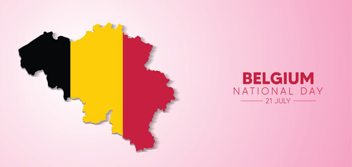 Belgium National Day 21 July flag map vector poster