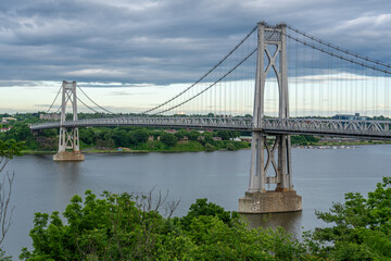 Aerial photo of the Franklin Delano Roosevelt Mid-Hudson Bridge over the Hudson River, Poughkeepsie NY.	