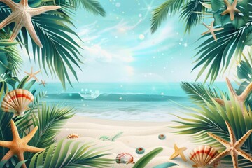 Fototapeta premium Summer Background illustration created with Generative AI