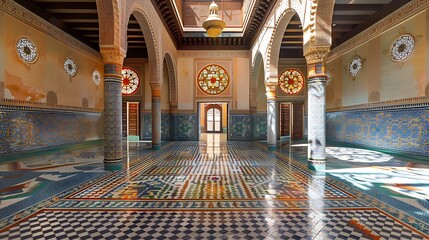 Obraz premium Ornate Moroccan Interior with Geometric Tilework