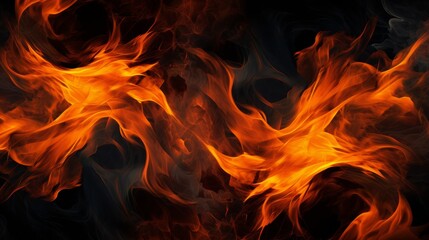 Fototapeta premium Fire flames on black background,