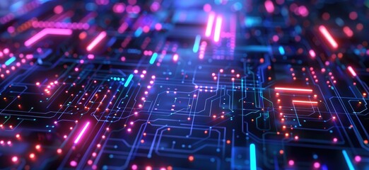 Obraz premium Abstract circuit board futuristic technology processing background. Network Background illustration.