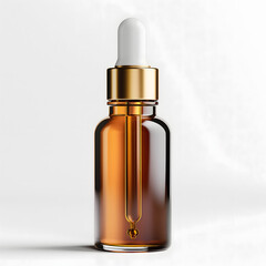 Fototapeta premium Elegant Cosmetic Dropper Bottle with Golden Details on White