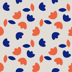 seamless pattern with blue and red Flowers