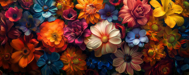Fototapeta premium A bouquet of colorful flowers, their petals unfurling like works of art.