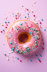 Donuts are sweet, fried pastries typically ring-shaped or filled, often topped with icing, sugar, or sprinkles. Popular as breakfast treats or snacks worldwide.