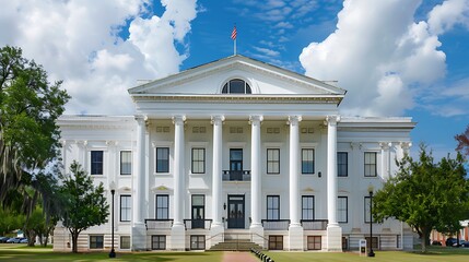 Obraz premium White courthouse facade exterior design.