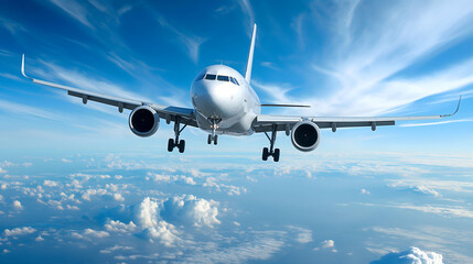 Obraz premium Airplane Silhouetted Against the Sun in a Clear Blue Sky