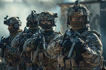 a group of special operation soliders posing from the back