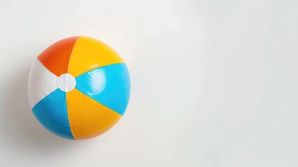 Fototapeta premium Colorful inflatable beach ball with white background